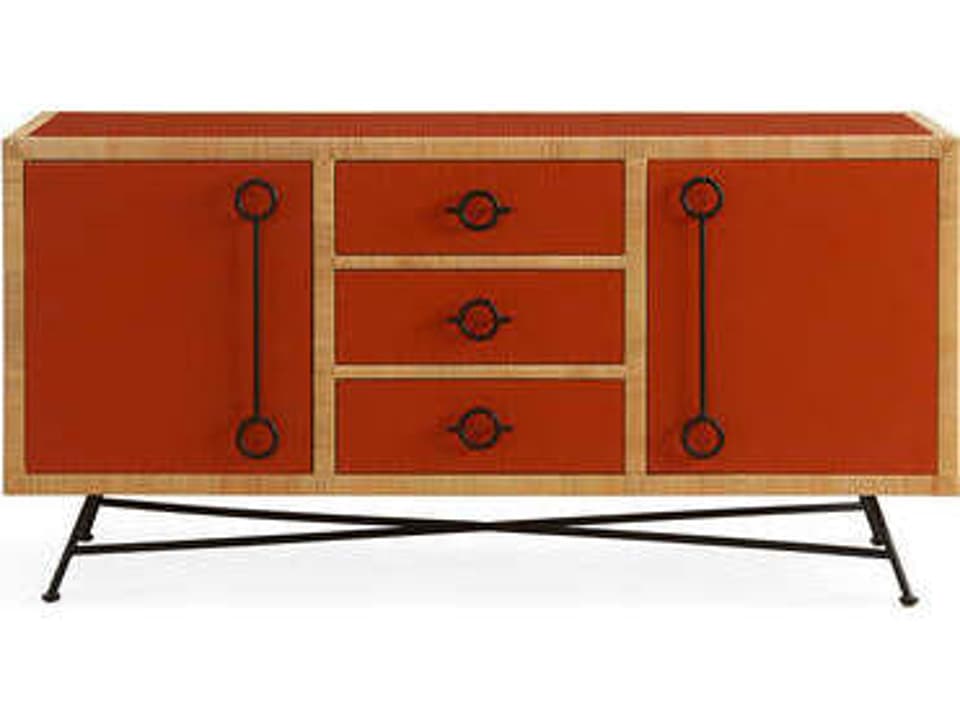 Wellington 64 Inch Media Console Orange Lacquer Rattan