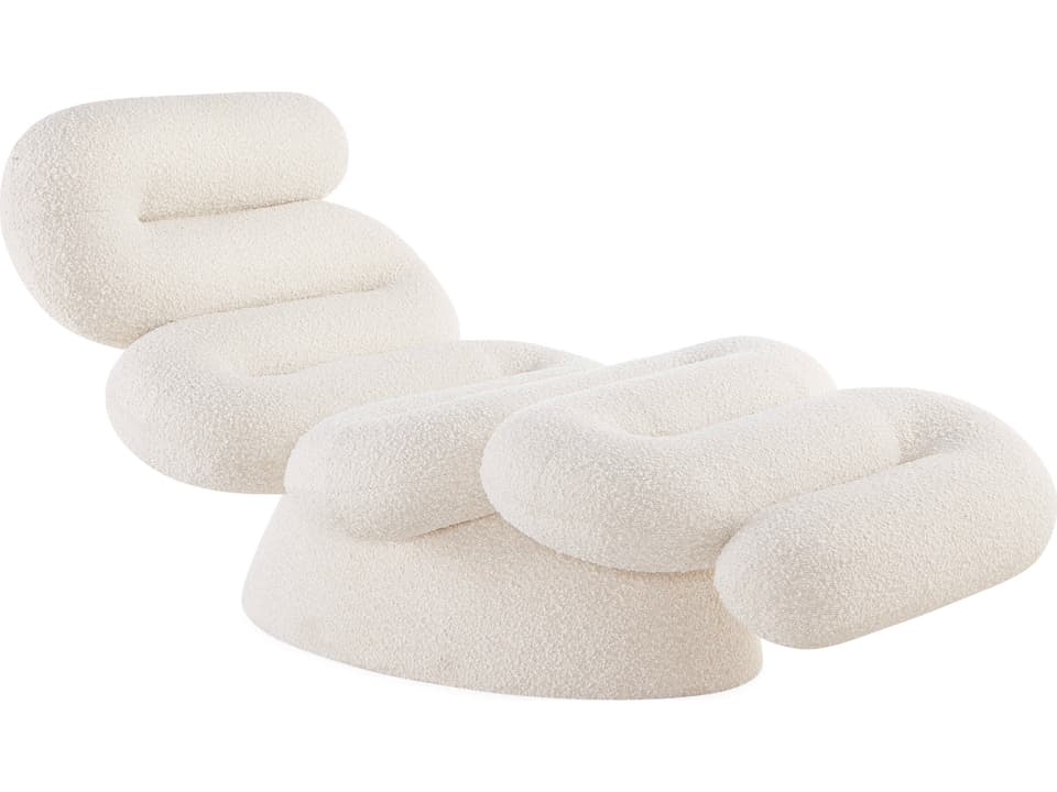 Serpentine Olympus Oatmeal White Upholstered Chaise