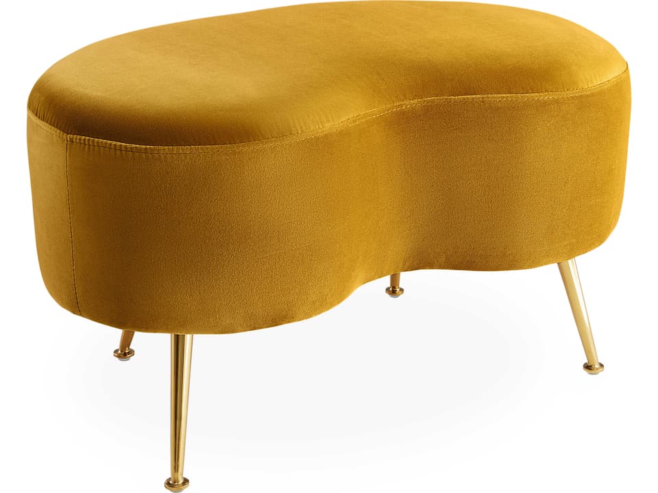 Kidney Varese Lichen Brass Yellow Upholstered Ottoman