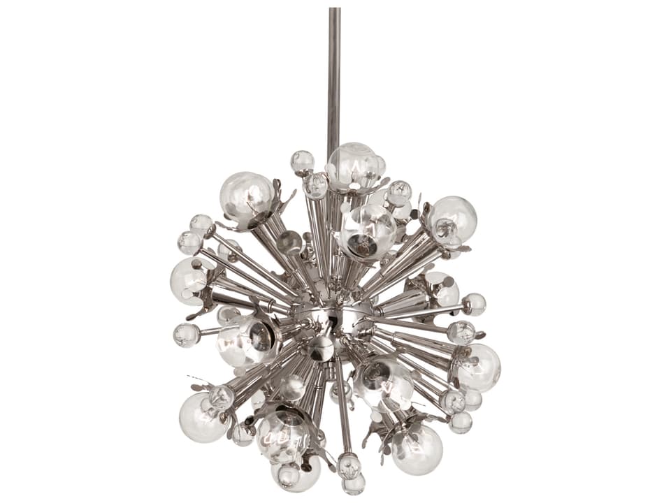 18-Light Sputnik Mini Chandelier in Polished Nickel with Crystal Accents
