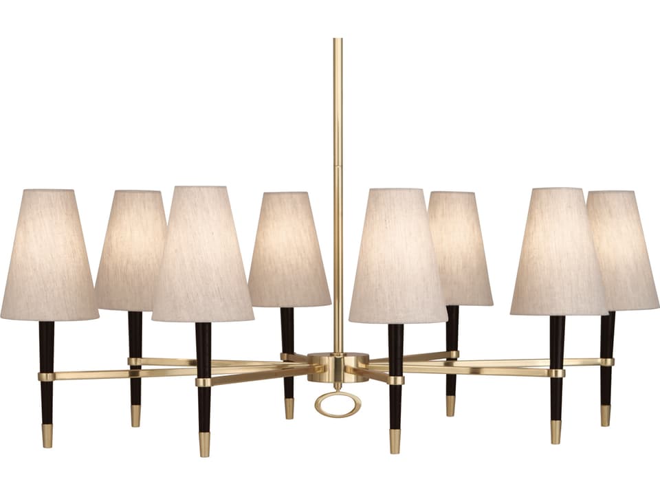 8-Light Ventana Black Empire Chandelier with Natural Linen Shades