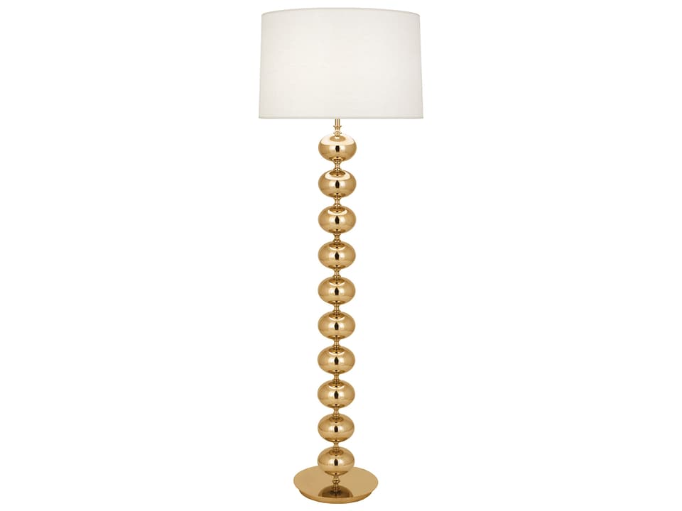 Hollywood Polished Brass Floor Lamp with Oyster Linen Shade