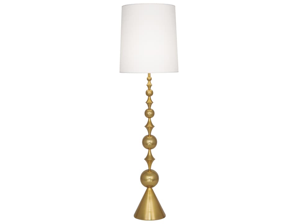 Harlequin Floor Lamp Antique Brass with Oyster Linen Shade