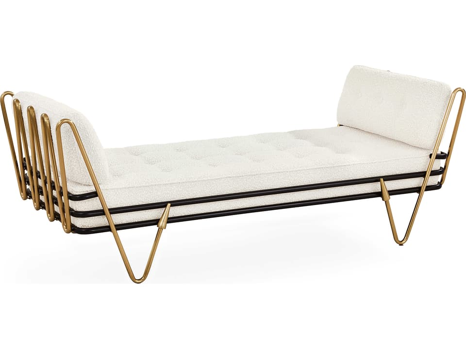Maxime Polished Brass Black Olympus Oatmeal White Upholstered Daybed Bed