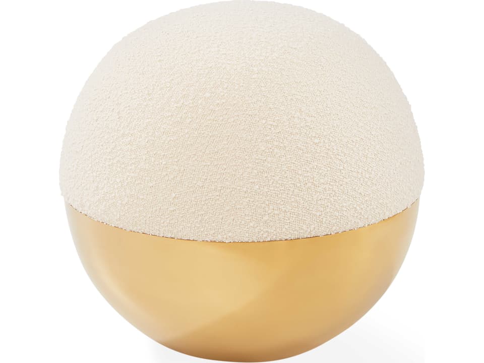 Alphaville Olympus Ivory White Upholstered Accent Stool