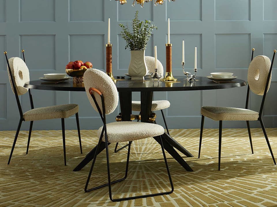 Trocadero Black Mahogany Wood Dining Room Set