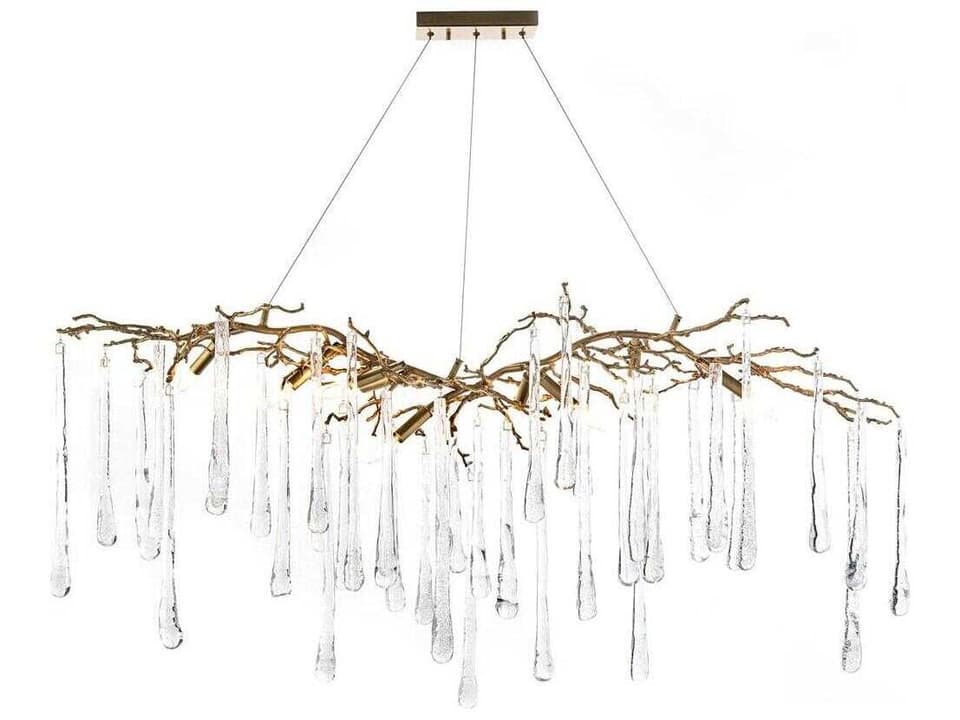 Mark McDowell Teardrop 9-Light Brass Silver Glass Island Pendant
