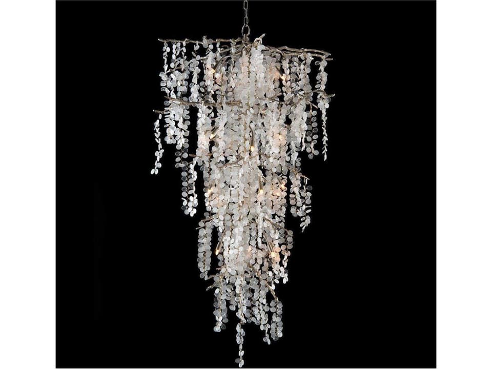 Shiro Noda 21-Light Dramatic Glass Cluster Chandelier in Champagne Finish