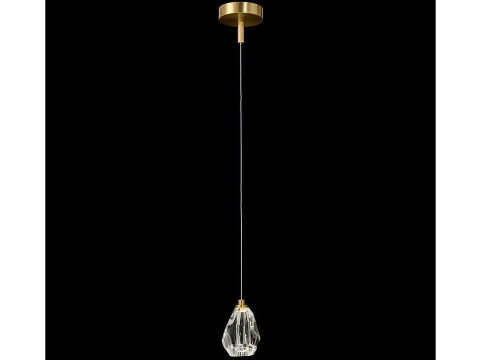 Mark McDowell Faceted 1-Light Brass Crystal LED Mini Pendant