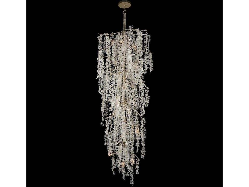 15-Light Shiro-Noda Chandelier with Crystal Clusters in Champagne