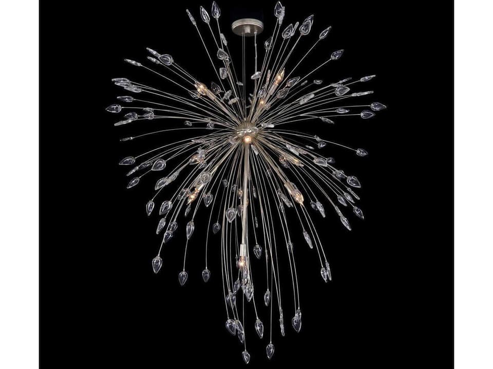 Reveille 10-Light Crystal Sputnik Pendant in Antique Silver-Leaf