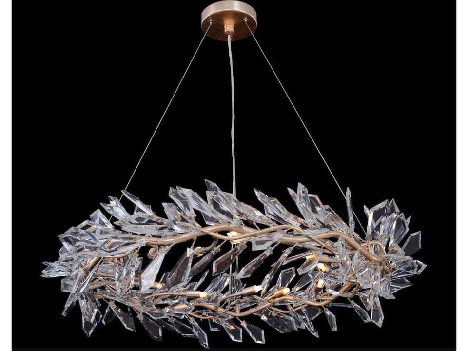 Kotta 12-Light Antique Silver Leaf Crystal Chandelier