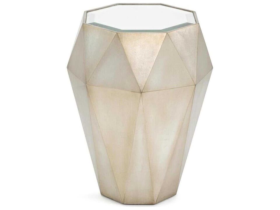 Christine Rendino Radiant Octagon End Table in Burnished Silver Leaf with Mirror Top