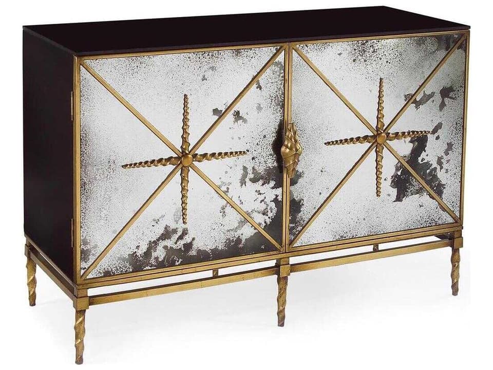 Rio Two-Door Cabinet in Old Gold and Black Lacquer