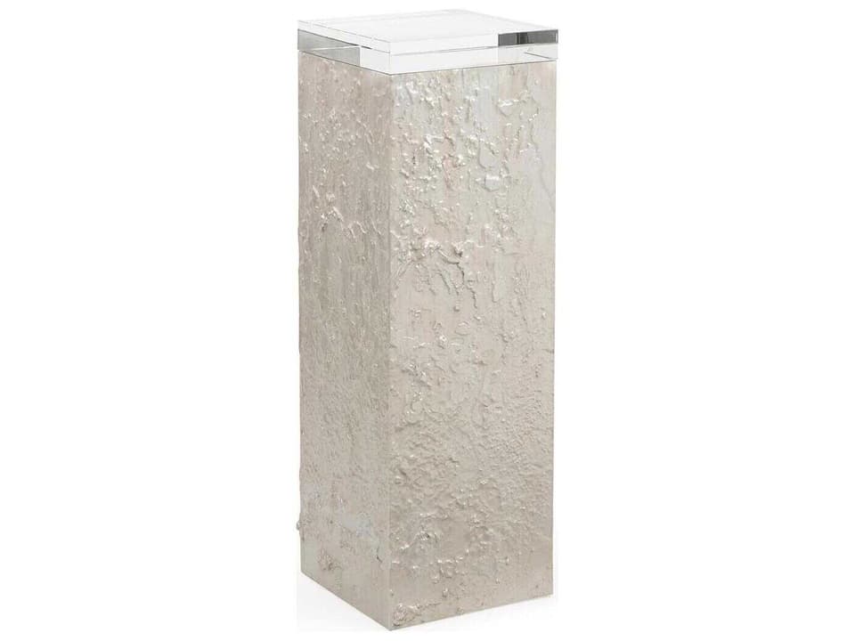 Mark McDowell Solo Square Glass End Table in Washed Silver