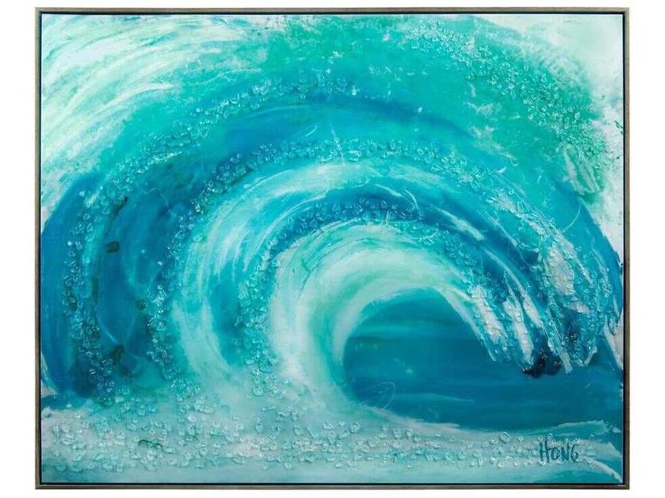 Mary Hong's Rip Curl Canvas Wall Art with Broken Glass and Silver Frame