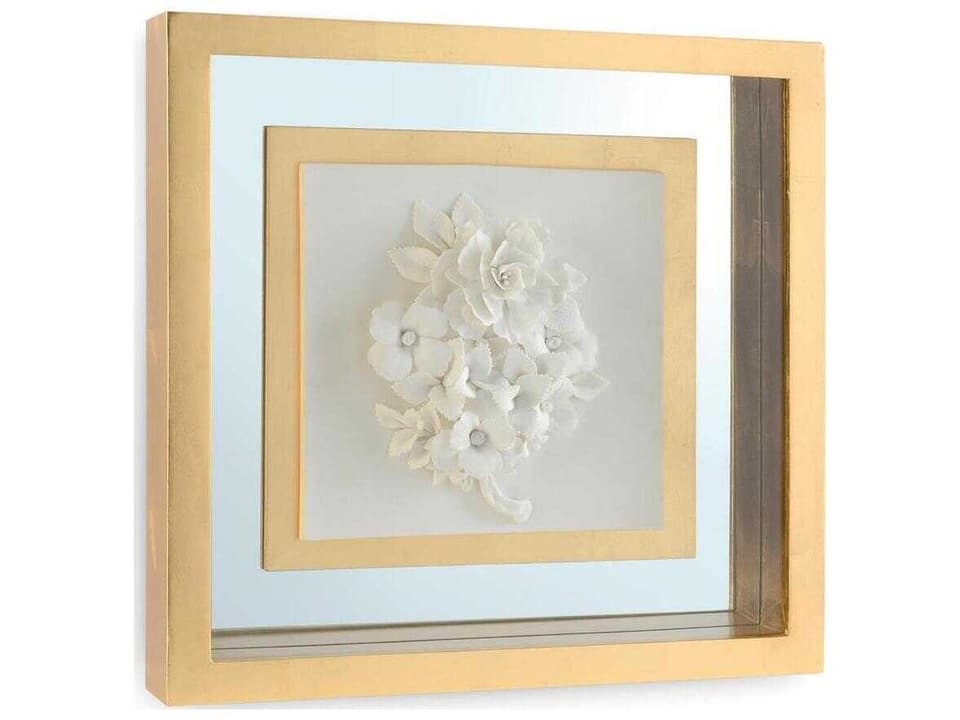 Botanical Porcelain Shadow Box Wall Art in Gold Leaf