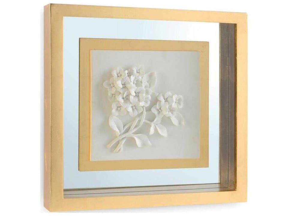 Botanical Porcelain IV Shadow Box Wall Art with Gold Leaf Frame