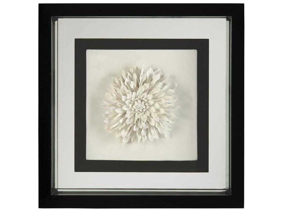 Porcelain Flower III Black and White Shadow Box Wall Art
