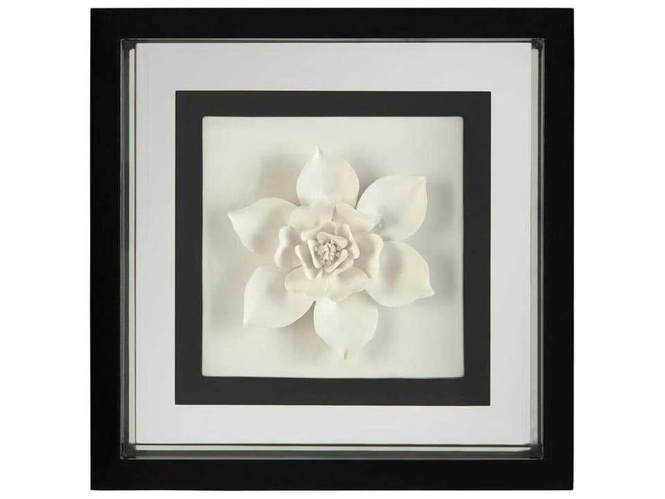 Porcelain Flower-IV Black and White Shadow Box Wall Art