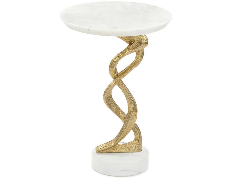 Windswept White Marble and Brass Martini Table