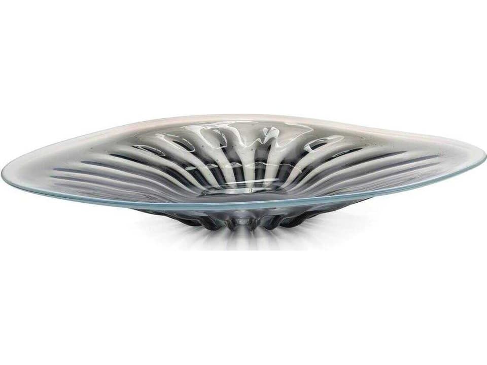 Rays of Blue and White Decorative Glass Charger Oversized Blue White