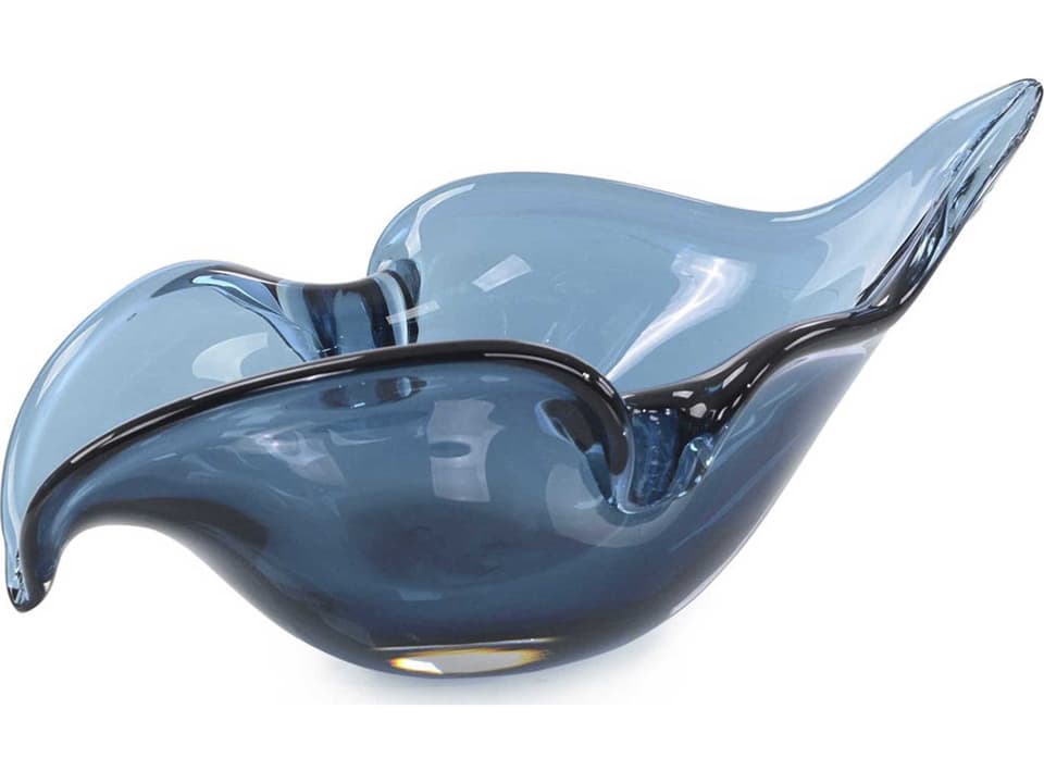 Handblown Abstract Sapphire Glass Decorative Bowl