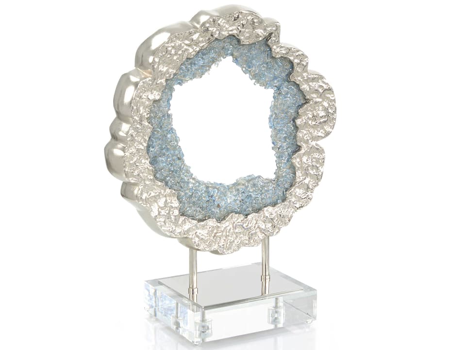 Hammered Nickel Sea Blue Geode Sculpture