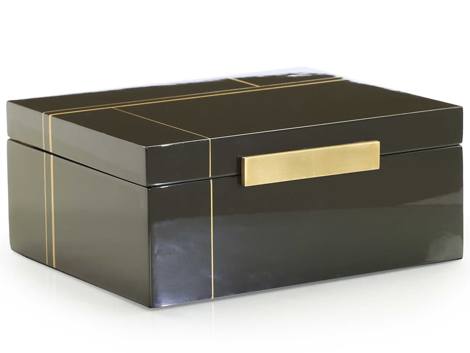 Tenebra Large Decorative Box with Black and Gold Finish