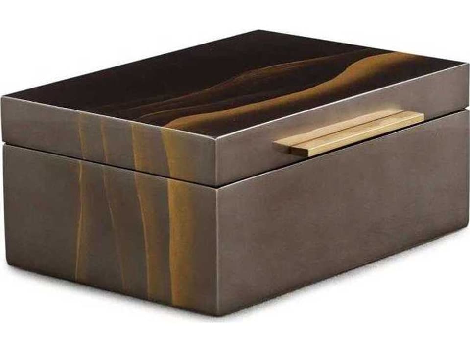 Java Decorative Box in Coffee with Brushed Brass Handle