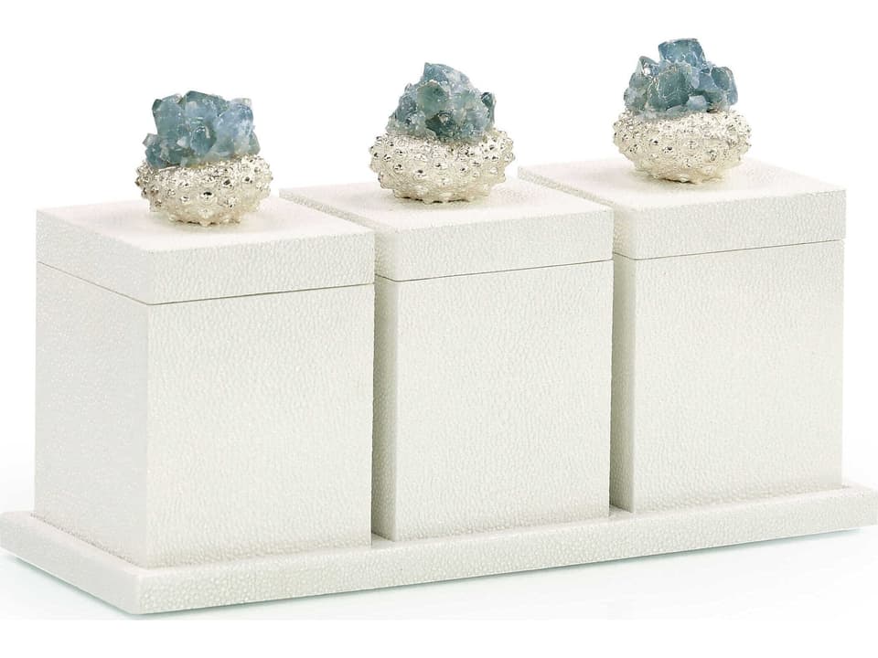 Crystalline Trio Decorative Box Set with Kyanite Stone Accents