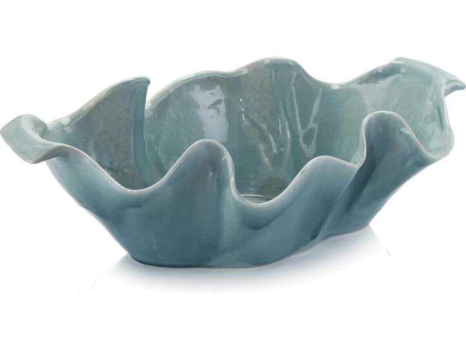 Aegean Sea Blue Glazed Ripple Decorative Bowl