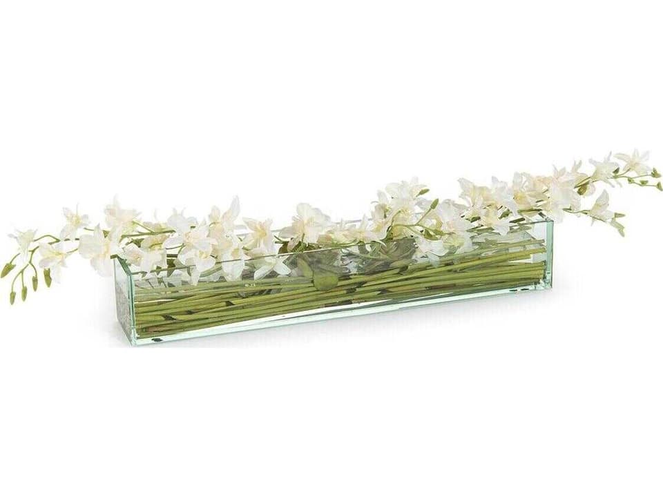 Orchid Simplicity Faux Botanical Arrangement in Glass Cube