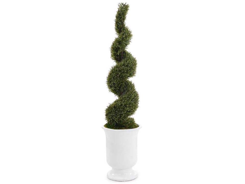 French Versia Artificial Rosemary Topiary in White Glazed Urn