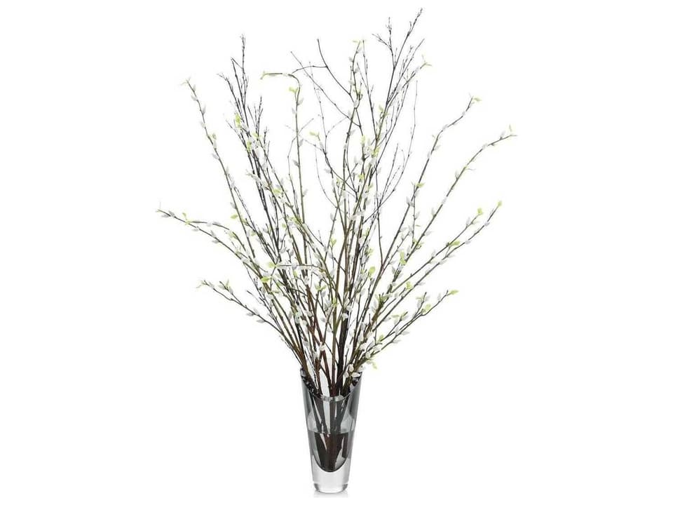 Smoky Willows Botanical Accent with Faux Water Vase
