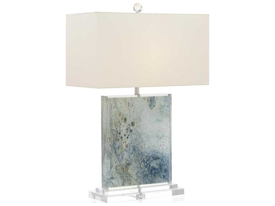 Pavo Table Lamp in White Acrylic and Linen