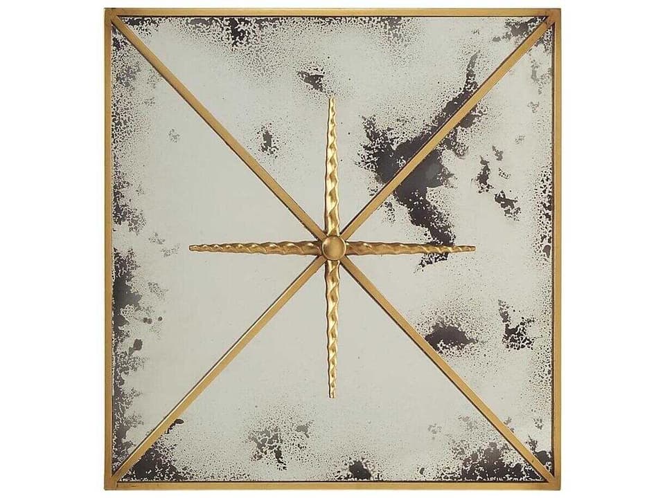 Rio Square Wall Mirror with Gilded Frame and Foxed Panels