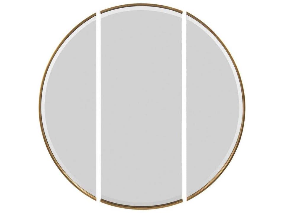 Tarski's Triptych Round Wall Mirror in Etruscan Gold