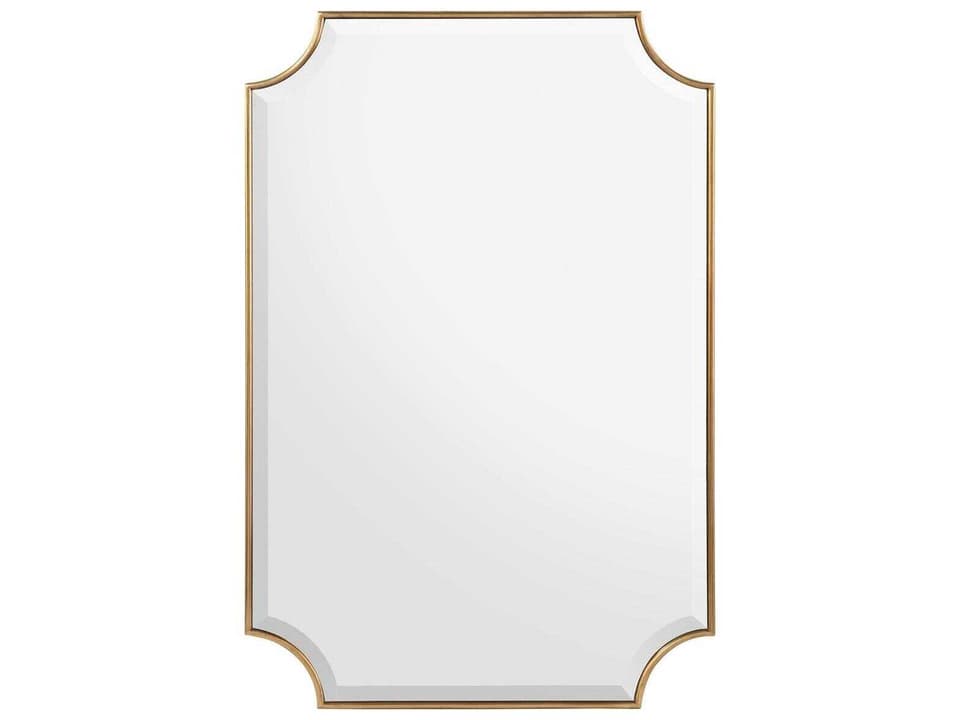 Priora Gold Leaf Beveled Wall Mirror with Scalloped Corners