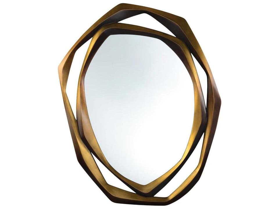 Havant Abstract Hand-Carved Wall Mirror in Dark Bronze and Gold