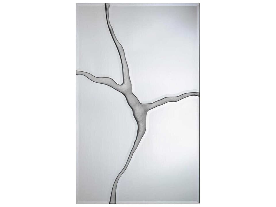 Abisso Rectangular Wall Mirror in Pewter Silver