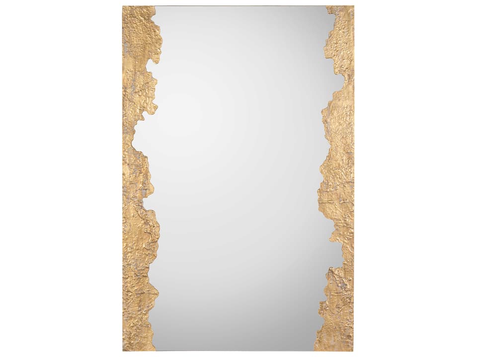 Wakame Rectangular Wall Mirror in Washed Gold and Gold Coast Finish