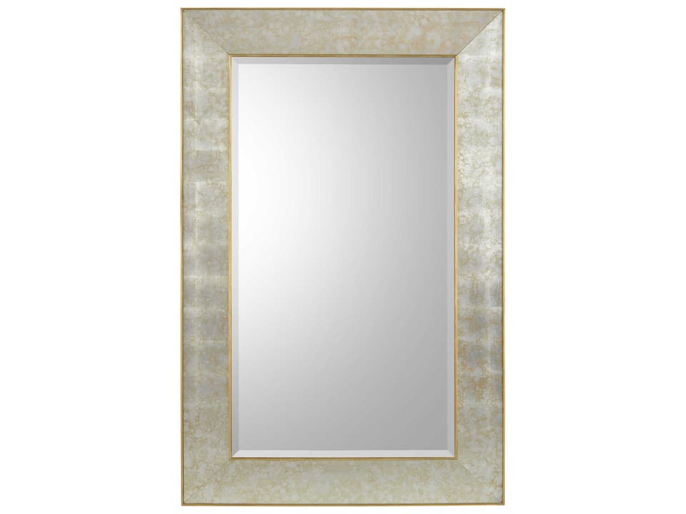 Adelaide Antique Champagne Rectangular Wall Mirror with Gold Leaf Molding