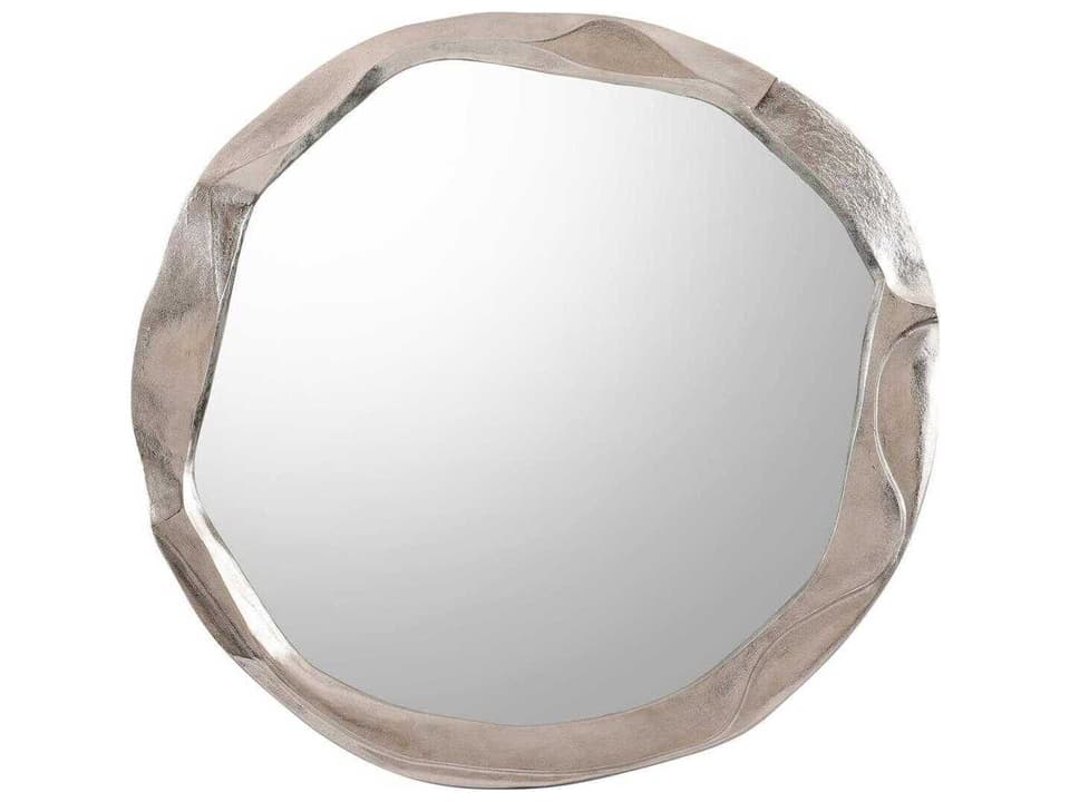 Round Ruga Wall Mirror in Small Nickel Finish