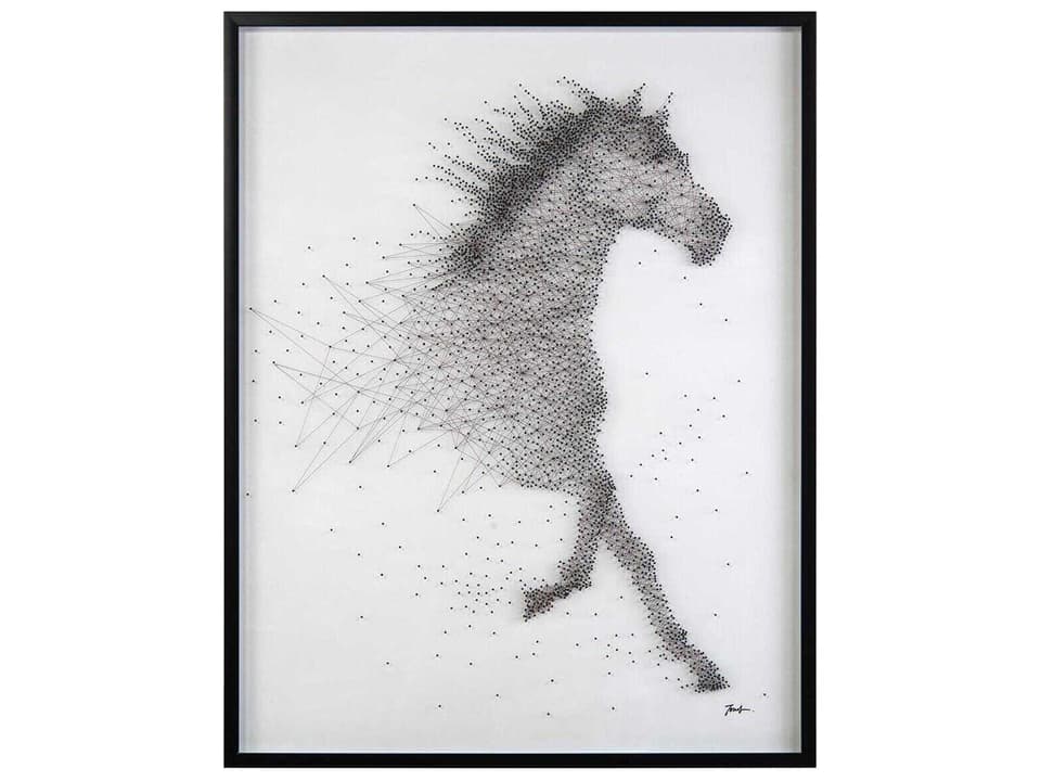 Tony Fey's Sprinting Stallion 3D Thread Wall Art with Black Molding