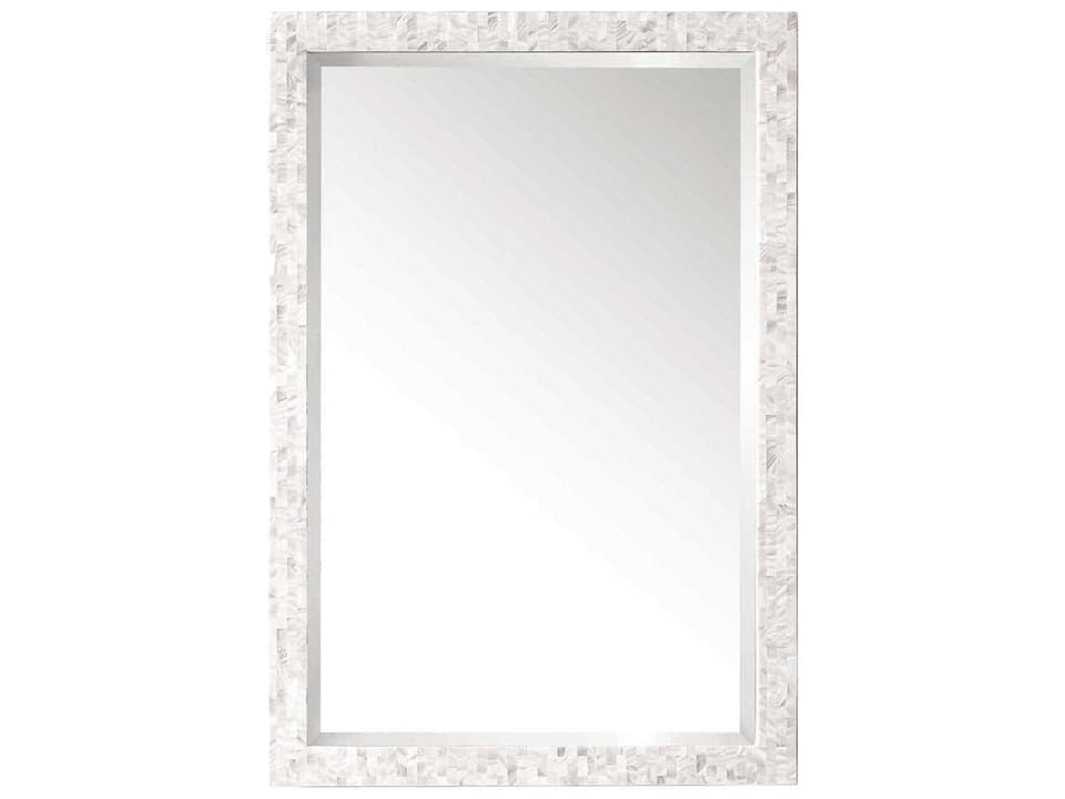 Callie Rectangular Wall Mirror White Mother of Pearl