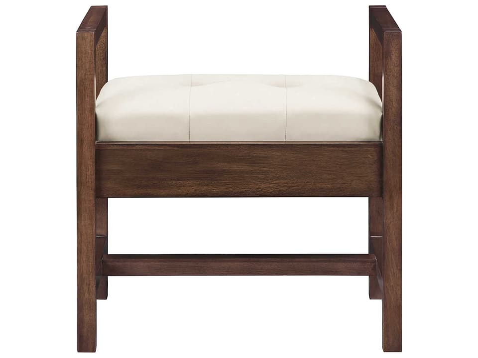 Addison Upholstered Accent Bench in Mid-Century Acacia and Daybreak Taupe