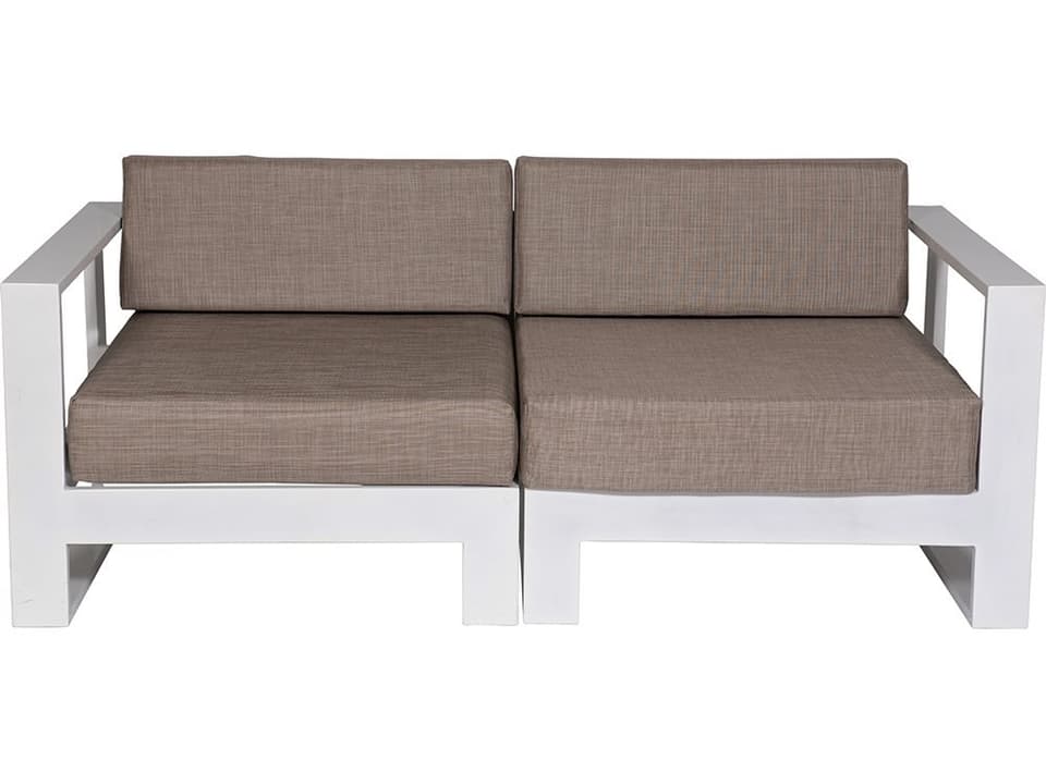 Aruba Aluminum White Loveseat in Cast Silver