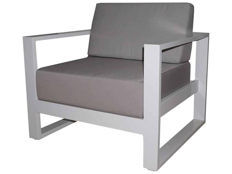 Aruba Sectional Aluminum Lounge Chair with Silver Acrylic Cushion