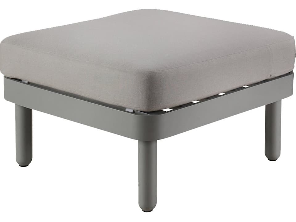 Palma Outdoor Ottoman with Powder Coated Aluminum and Marine Grade Rope